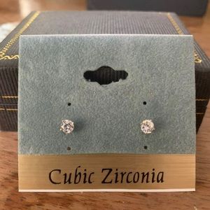 Silver CZ Earring Studs (4mm)